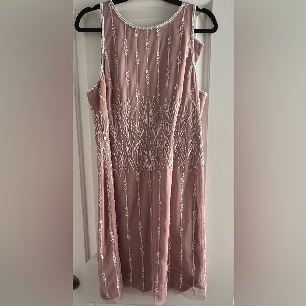 Elegant Pink Beaded Mini Dress